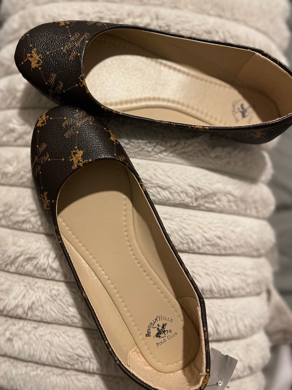 Beverly Hills Polo Club Dark Brown Ballet Flats with Gold Print